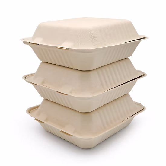 Biodegradable Clamshell Box Packaging Disposable Microwave Sugarcane Bagasse Food Container