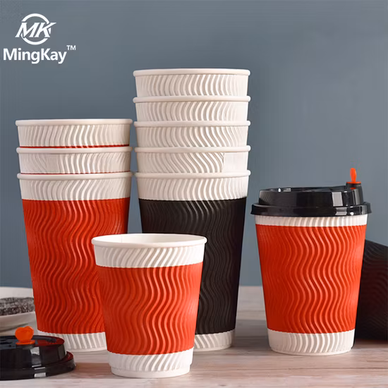 Disposable Biodegradable Coffee Cups Ripple Paper Coffee Cups Disposable Tea Cups